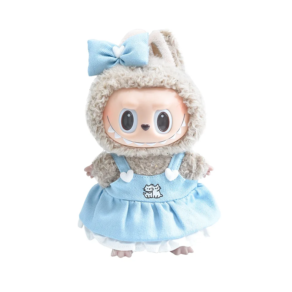 Zestaw ubranek dla lalki Labubu 15/17 cm, spódniczka jeansowa, akcesoria do przebierania lalek, zabawki na przyjęcie, Boże Narodzenie, urodziny, prezent.