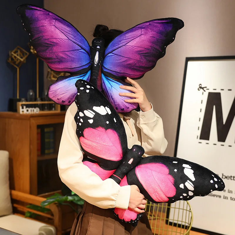 Simulated Colored Butterfly Pillows,Plush Butterfly Dolls Sofa Cushions Room Decoration Ornaments,Shooting Props Creative Gifts