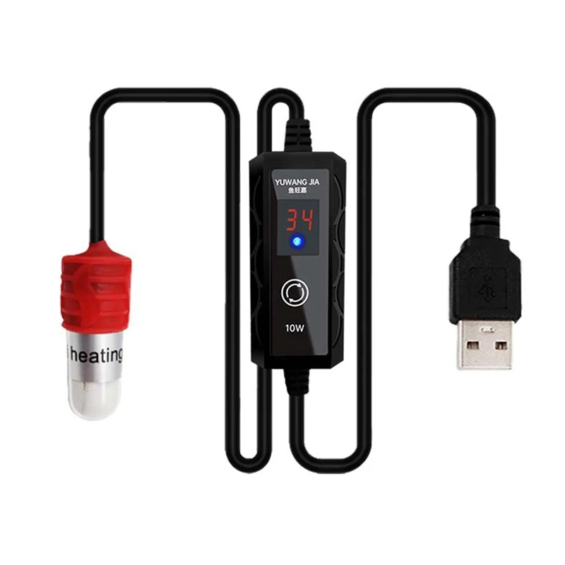 Mini asta di riscaldamento per acquario piccolo serbatoio di pesce Mini riscaldatore riscaldatore termostato di ricarica USB 15-34 ℃ temperatura regolabile