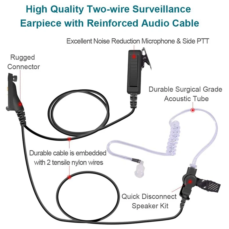 Oortelefoon Akoestische Buis Radio Oor Stuk Twee Manier Headset Met Microfoon Apx6000 Apx4000 Apx7000