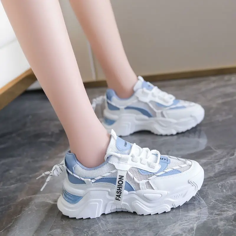 

Women's Trainers New Chunky Sneakers Women Breathable Mesh Casual Shoes Sneakers Tennis Female Platform Lace Up Vulcanized Shoes