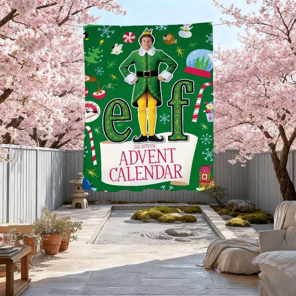 Movie Funny Art Christmas E-elf Flag For Living Room Hanging Home Dorm Decor Art Garage Bar Wall Club Live Decoration Banner