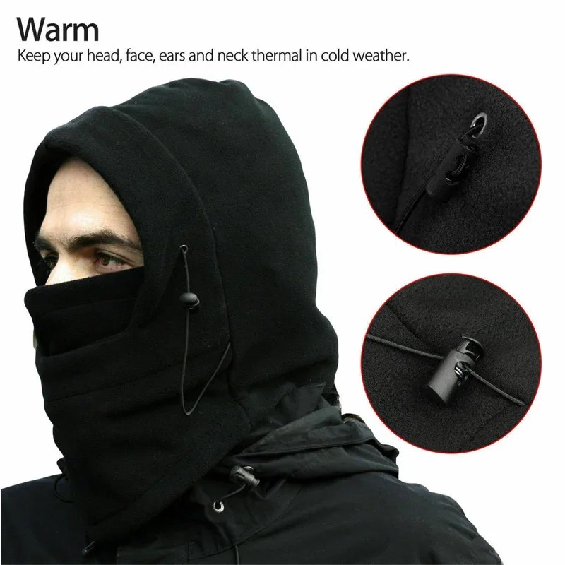 Winter Balaclava Mask Motorcycle Cycling Cap Outdoor Running Hiking Scarves Men Womens Fleece Hats Thermal Hooded Neck Warmer