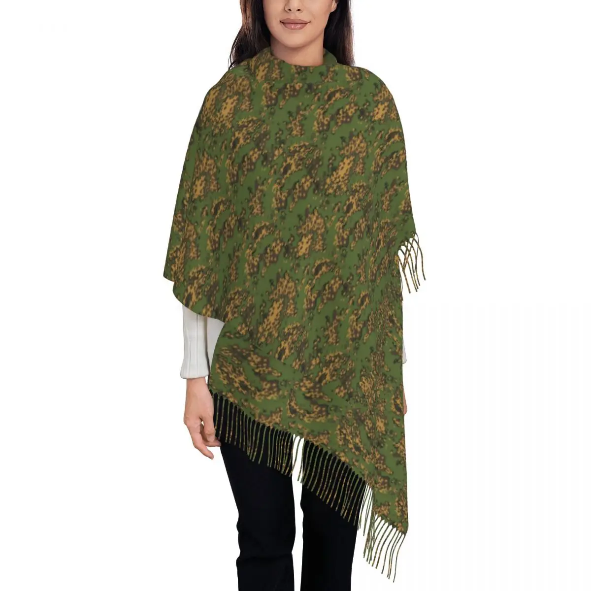 Russian Woodland Camouflage Scarf for Womens Winter Fall Shawl Wrap Camo Long Large Shawl Scarf Ladies