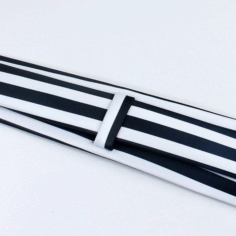 Anime Cosplay Black White Vertical Striped Neck Tie Vintage Neckties Accessories NEW