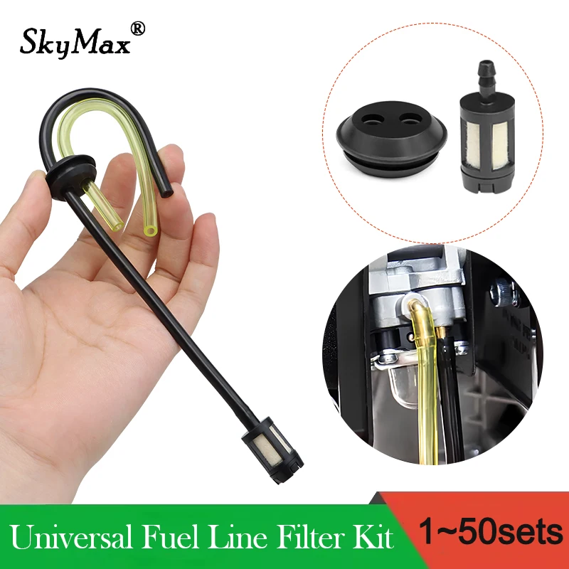 1~50Sets Fuel Pipe Filter set For Chainsaw Lawn Mower Grass Trimmer Fuel Tank Filter Universal Oil Pipe Fuel hose Garden Tools