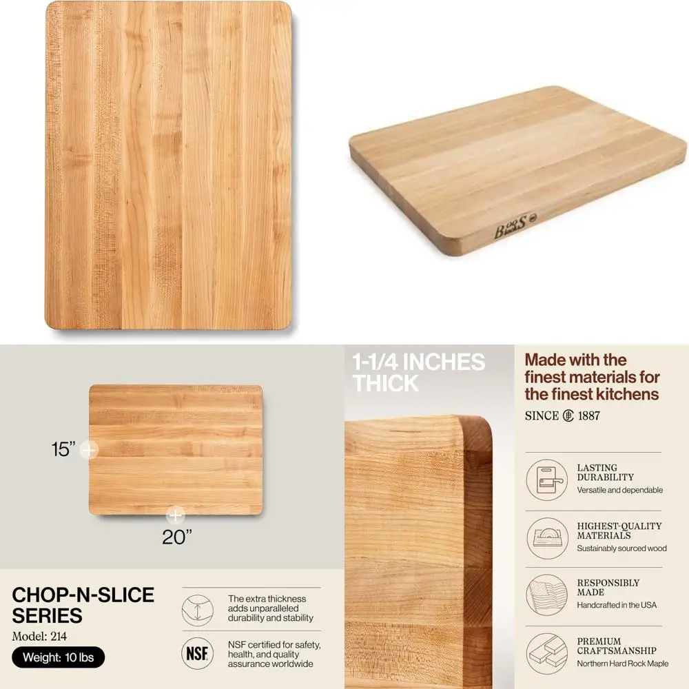 

Прямоугольная разделочная доска из кленового дерева John Boos, 20x15 дюймов, толщина 1,25 дюйма, двусторонний мясной блок на 10 фунтов