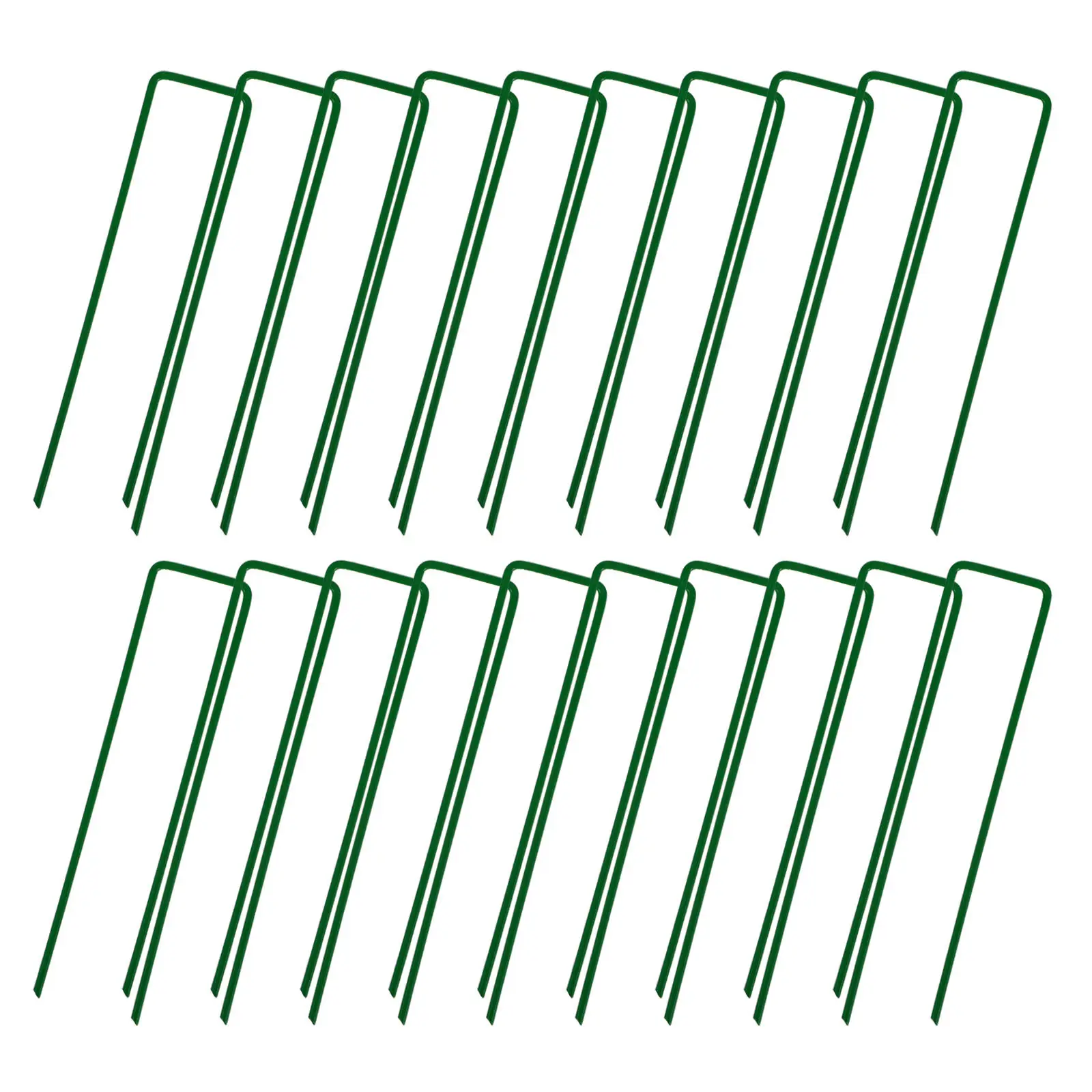 20Pcs U-Shaped Garden Stakes Heavy Duty Metal Ground Pegs for Artificial Lawn Fixing Landscaping Camping Tent Canopy Tarp