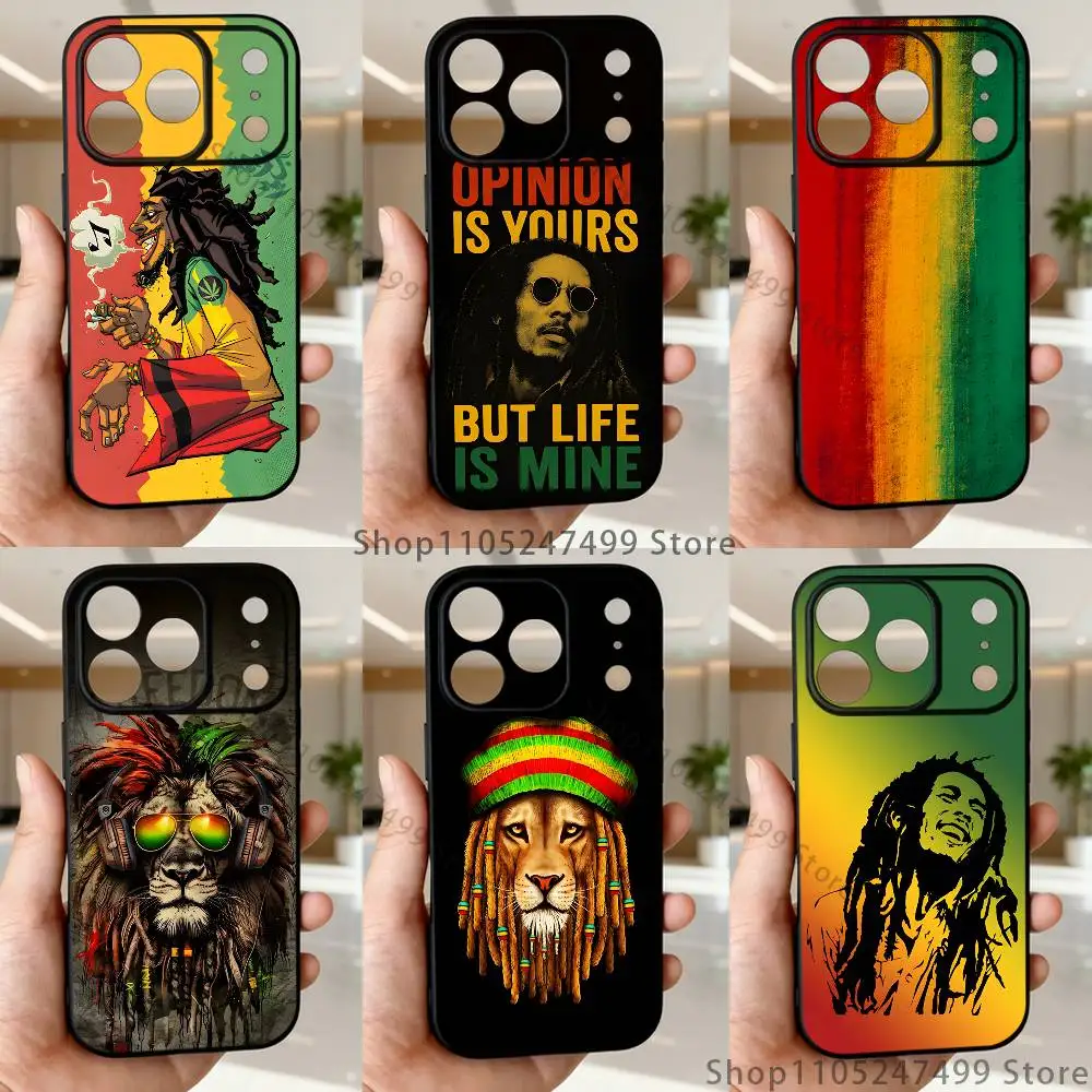 

Rasta Lion B-Bob Marley Phone Case For iPhone 17,16,15,14,13,12,Pro,Max,Plus,E,SE4,Air,Mini Black Soft Box