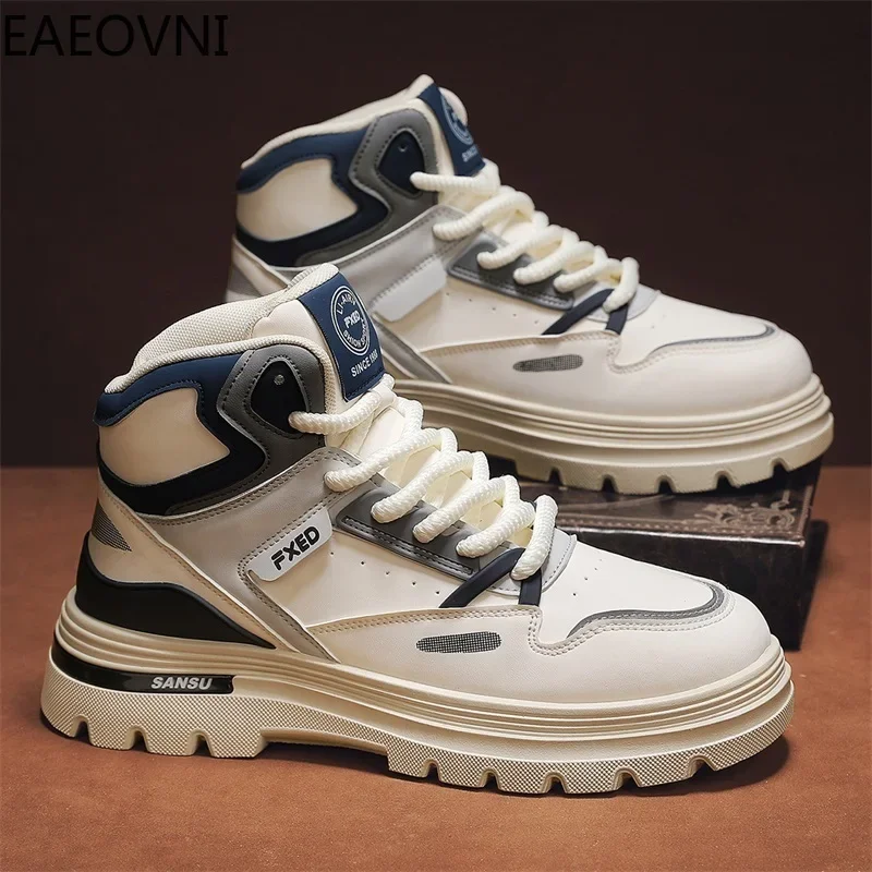 Winter Boots Men Snow Shoes Lace-up Water Proof Anti-slip Keep Warm EAEOVNI Explosive Style Popular Model Motorcyclist Boots New