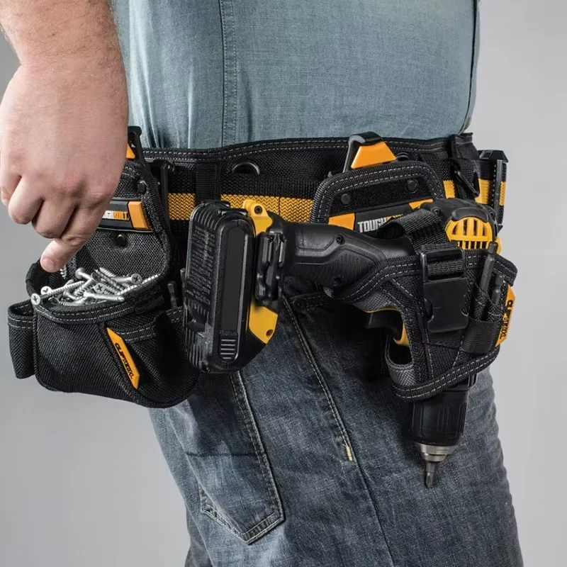 TOUGHBUILT ClipTech Padded Work Tool Belt, 32-48 Inch Adjustable Heavy Duty Custom Length Belt for Construction Tool Accessory