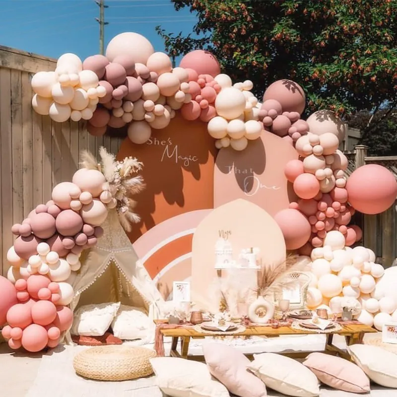 

2024 Retro Pink Rainbow Balloon garland Arch Kit Wedding Birthday Balloons Decoration Boho Party Kids Baby Shower Arche Balloon