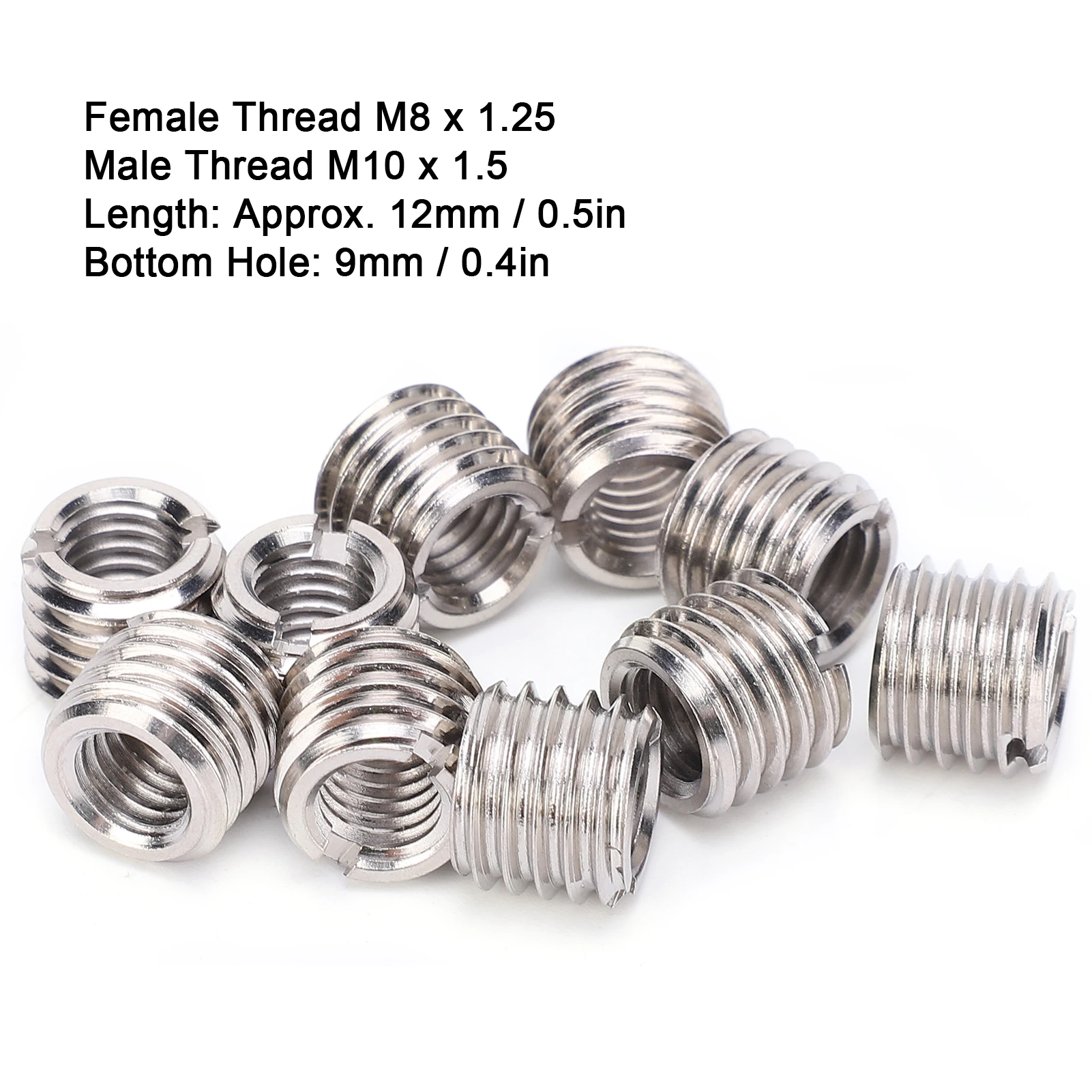 Tuerca de inserción de 10 piezas, manguito de reparación de roscas, buje roscado, herramienta de conversión de reducción de tornillo, accesorios de Hardware