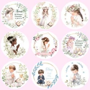 Stiker Komuni Kudus Pertama Kustom yang Dipersonalisasi Mi Primera Comuni Label 8 penjualan terbaik komuni pertama - №