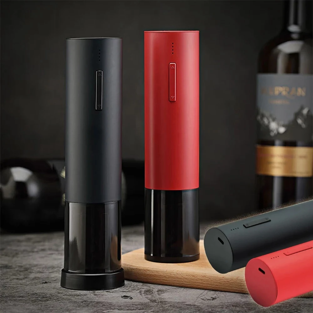 Electric Wine Opener Rechargeable Automatic Corkscrew Creative Wine Bottle Opener with USB Cable Bar Accessories Black