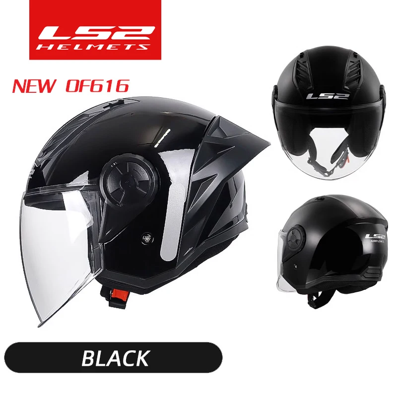 LS2 OF616 Airflow Ⅱ 3/4 Jet Big Tail Wing Open Face Scooter Motorcycle Helmet Motobike Half Helmets Original ECE