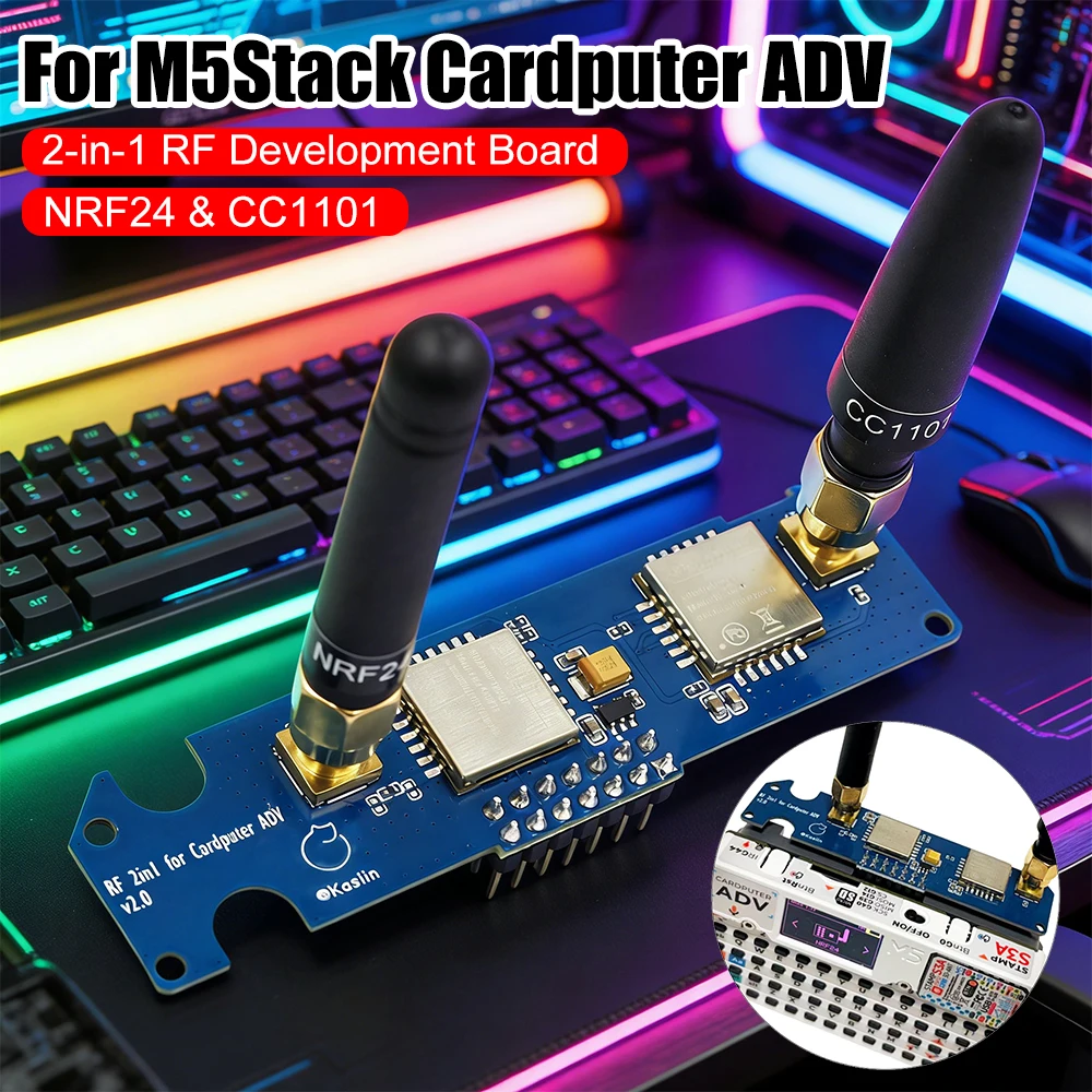 2 In 1 RF Module With Antennas For M5stack Cardputer ADV Dual-Band RF Modules 2.4G/433M Signal Antenna Stability Enhancing Board