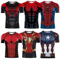 2025 Compression Shirts for Men Gym T-Shirt Super hero Print Cosplay Top Elastic Fitness Sportwear Party Clothes Male Streetwear