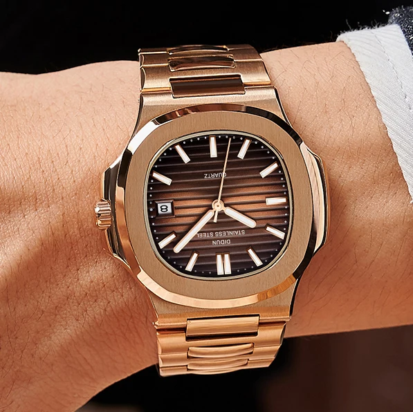 DIDUN Men's Luxury Japan Quartz Movement Watch Rose Gold Classic