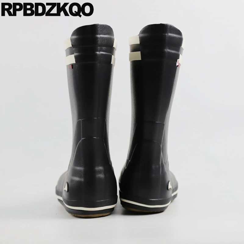 Pvc Men 48 13 Boots Fishing Rainboots Rain Rubber Fur Lined Slip On Shoes Mid Calf 14 Waterproof Walking Plus Size Letter Flats