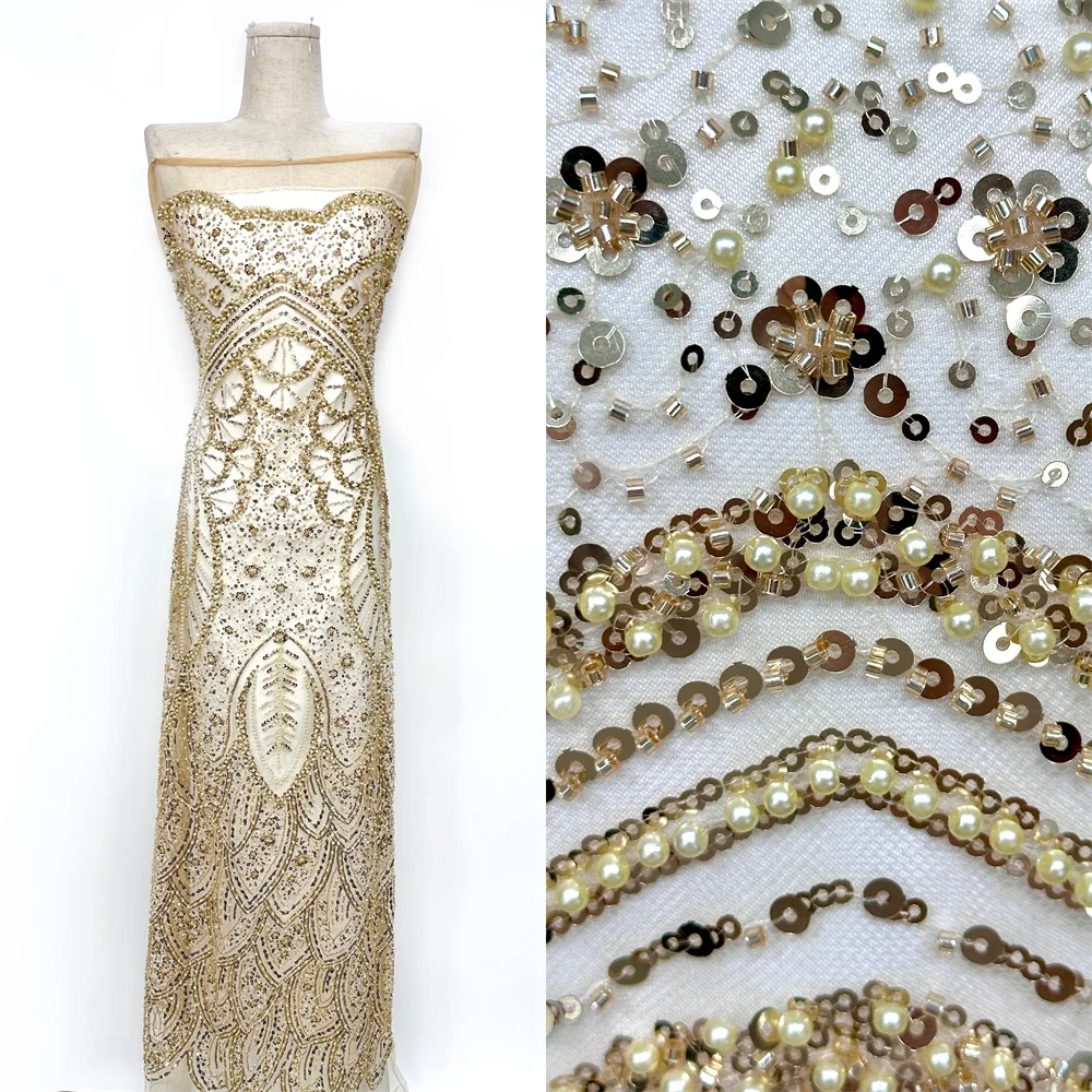 

5 ярдов роскошная африканская кружевная ткань с вышивкой блестками для жениха, 2026, высокое качество, французская нигерийская сетчатая кружевная ткань для свадебного платья