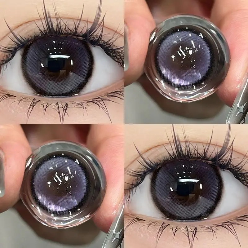 YIMEIghts-Lentilles de contact colorées coréennes pour les yeux, grand diamètre, violet, cosmétiques doux, haute qualité, 1 paire