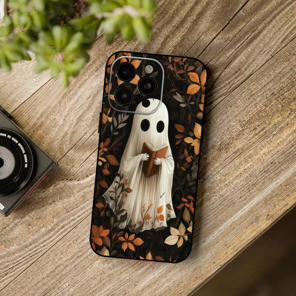 Capa de telefone com tema de Halloween para iPhone 17 16 15 14 13 12 11 Pro/ Max/Plus capa macia fosca com tudo incluído