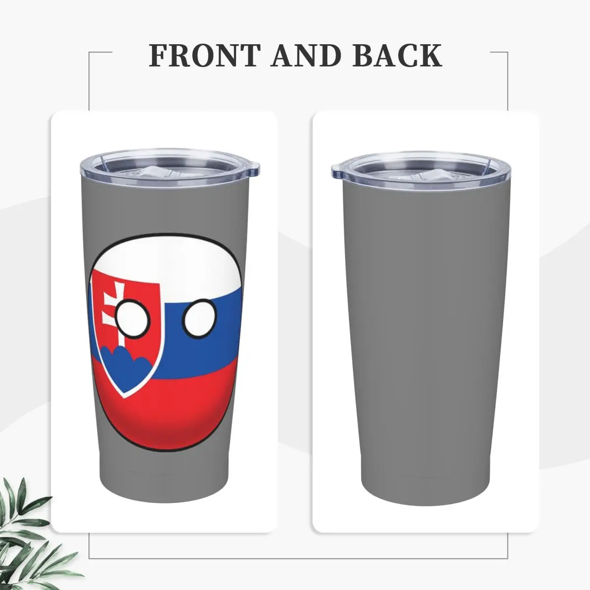 Slovakia Countryball Stainless Steel Tumbler Vacuum Insulated Mugs Thermal Cold Bottle Straw With Lid 20oz