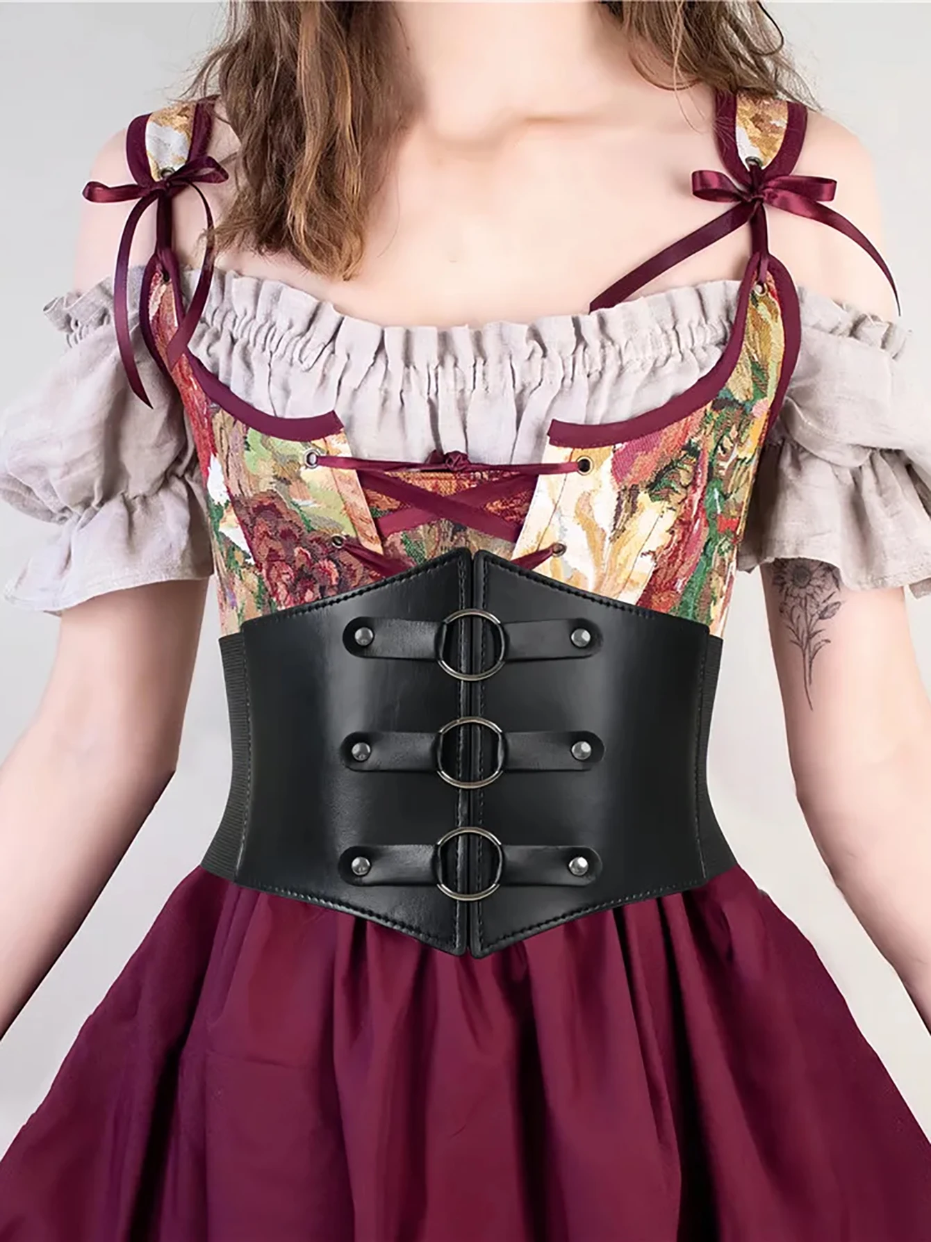 Damen Mode Taillengürtel Super Breiter PU-Leder Gürtel Schlankheitsgürtel Elastischer Hochtaillengürtel Vielseitig für Täglichen Gebrauch Bustier Korsett