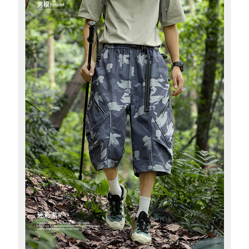 

Outdoor American Style High-Waisted Camouflage 7/8 Pants Unisex Loose Casual Straight Wide-Leg Trendy Trousers