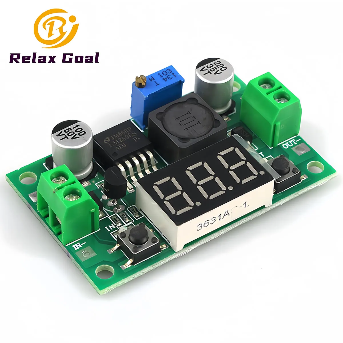 LM2596S Adjustable Voltage Regulator Step-Down Power Module 4.0-40V to 1.25-37V DC36V 24V 12V to 5V2A with LED Voltmeter Display