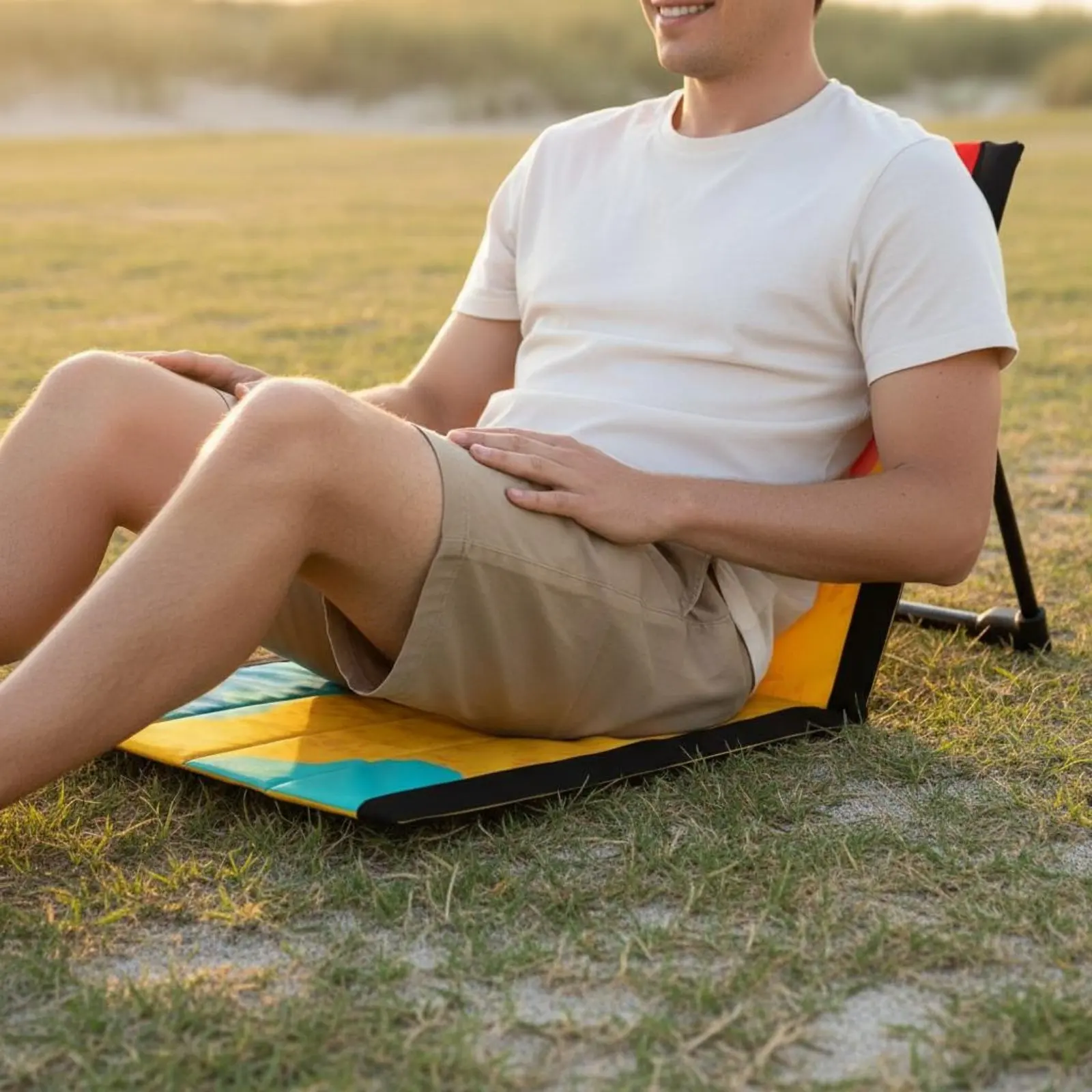 

Folding Beach Chair Foldable Portable Ground Seat Backrest Floor Pad with Support Support Outdoor Furniture for Outdoor Meal