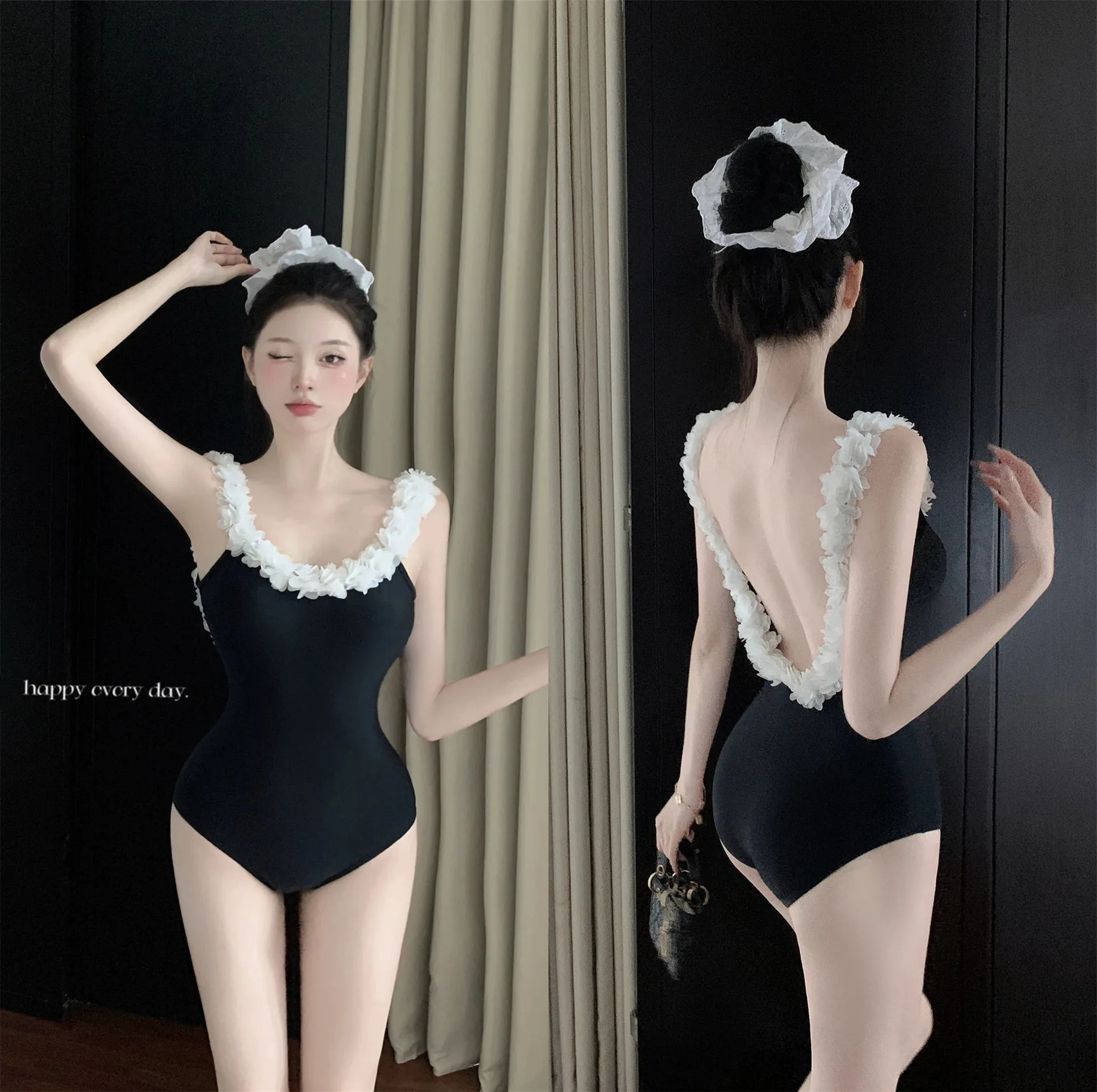 Swimsuit Female Korean Separate One-Piece Sleeveless Top Conservative Thin Student Fairy Sexy Bikini Hot Spring Beach Swimwear