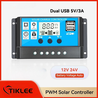 100A 60A PWM Solar Charge Controller 12V 24V Battery Regulator Solar Panel Regulator Dual USB 5V/2A Charging Controller