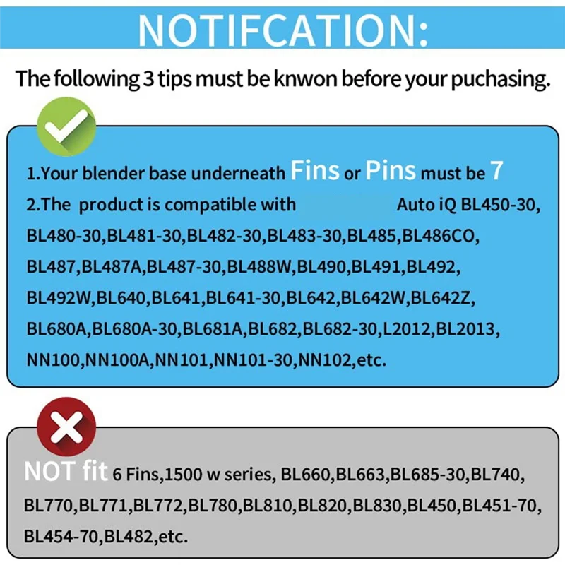 tazza di miscelazione Parti di ricambio per frullatore per tazza da 32 Oz e 24 Oz e con coperchi, lama estrattore a 7 alette, per BL480-30 BL483-30