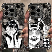 Junji Ito Terror Horror Plating Case For iPhone 16 15 14 13 12 11 Pro Max X XR XSMax 7 8 Plus Anti-Fall Airabag Back Cover