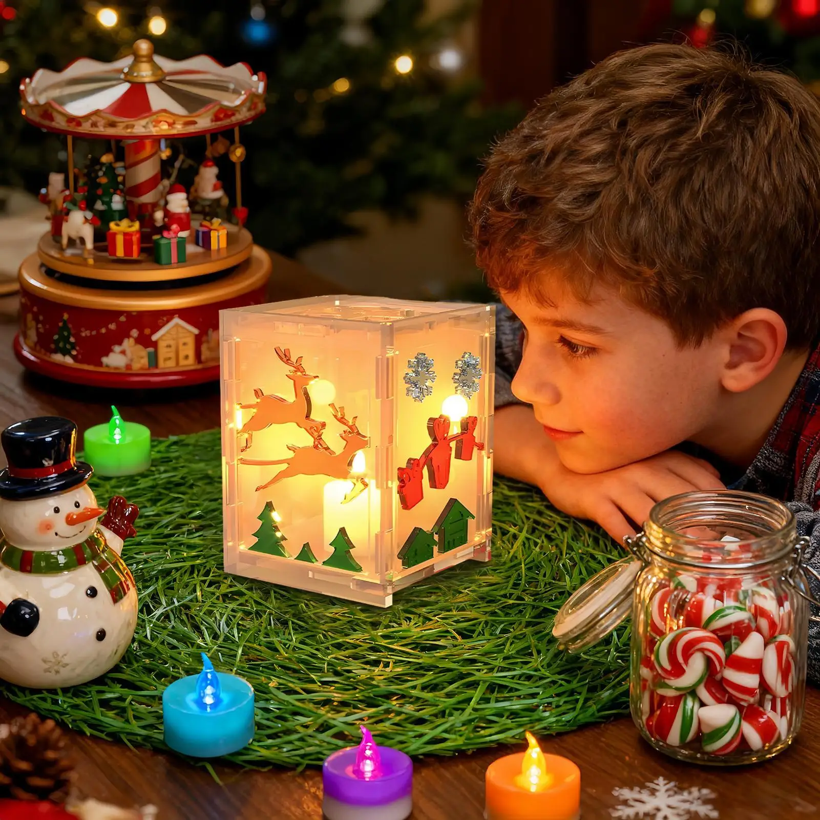 

Рождественские формы для смолы, 6 предметов, рождественские фонарики, формы для изготовления смолы, многоразовая форма с 4 свечами для гипсового воска