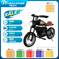 EVERCROSS TECH EV 08M Child Electric Motorbike, Motor 150W, speed Modes 8/16 km/h, 10 km range, 12 tires, Vintage Style