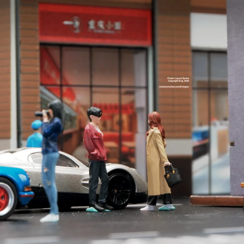 Diorama de resina escala 1:64 Mini figuras Miniatura escenas de garaje Minifiguras modelo Kit DIY artesanía juguetes figura de Anime coleccionable