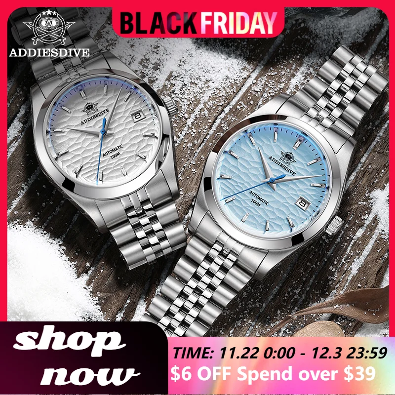 ADDIESDIVE Couple Watch Luxury Brand  NH35 Automatic Mechanical  39mm Stainless Steel 10Bar Waterproof Men's and women's Watches