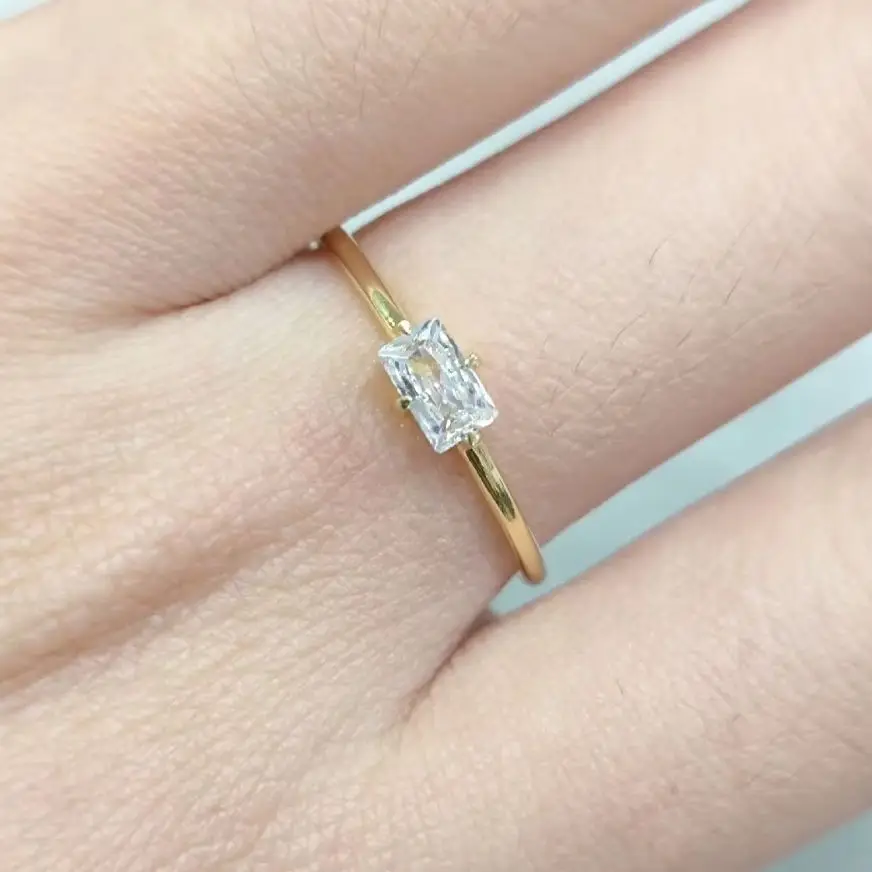 MUSHAN Jewelry Luxury 9k 10k Gold 14k 18k Gold Rings Wedding Band Rectangle Lab Grown Diamond Ring for Women Fine Jewelry