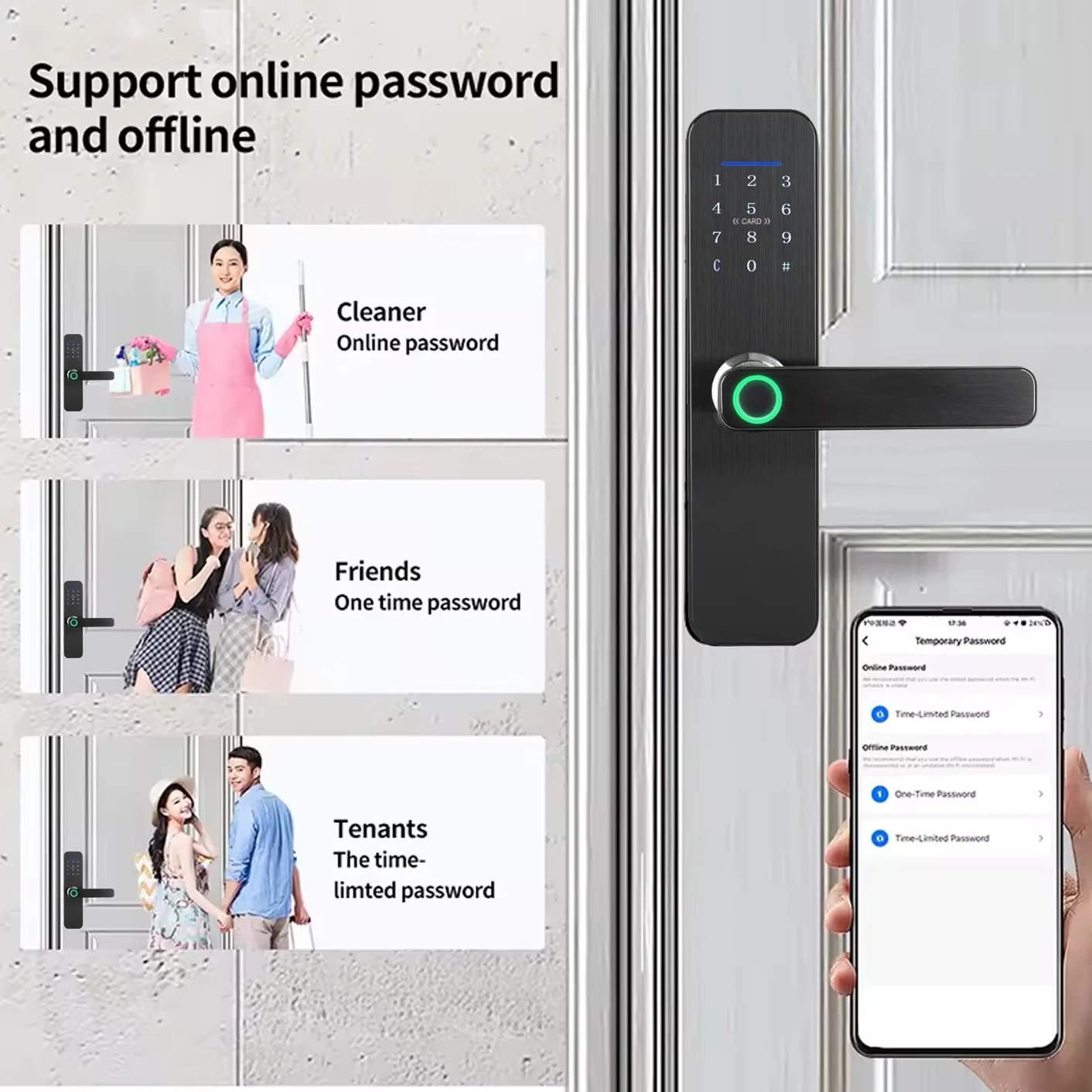 Cerradura Inteligente Tuya TTlock App Digital Fingerprint Password Card Keyless Entry Smart Home Lock