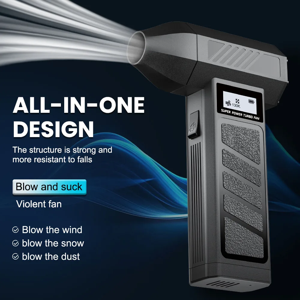 مروحة توربو نفاثة للسيارة، منفضة هواء كهربائية لنفخ الثلج 130000   أداة منفاخ التنظيف المحمولة ذات 4 تروس قابلة للتعديل من النوع C