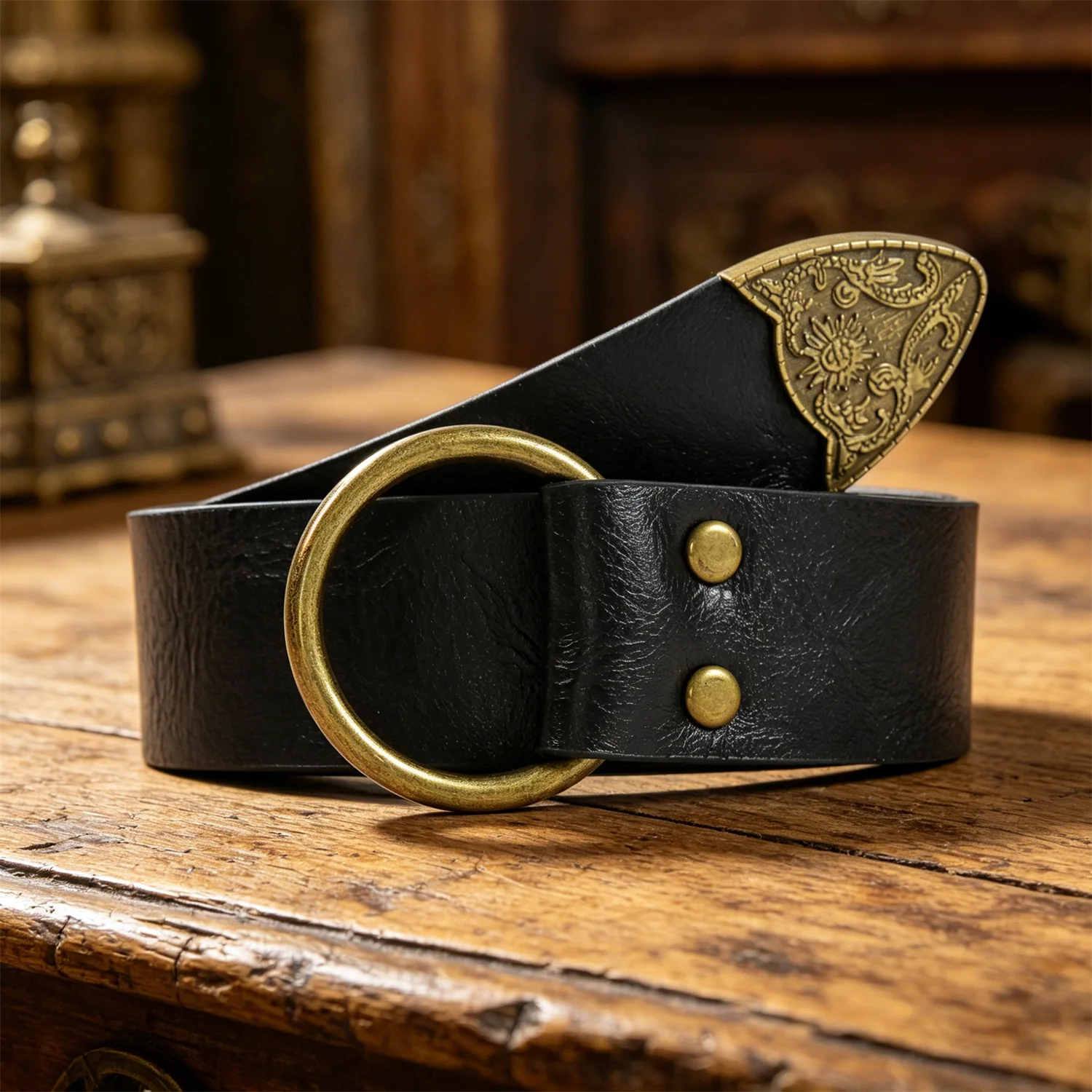 Retro PU belt buckle with keychain hook - compatible with keychain belt buckle, durable waist accessory