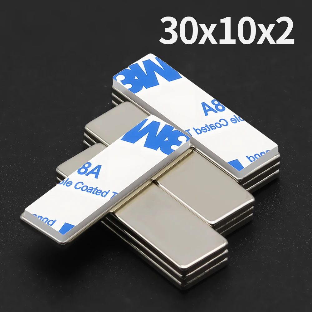 

Super Strong Block Neodymium Magnet With adhesive Powerful Magnet N35 small Permanent Magnetic NdfeB Refrigerator Magnet 30x10x2