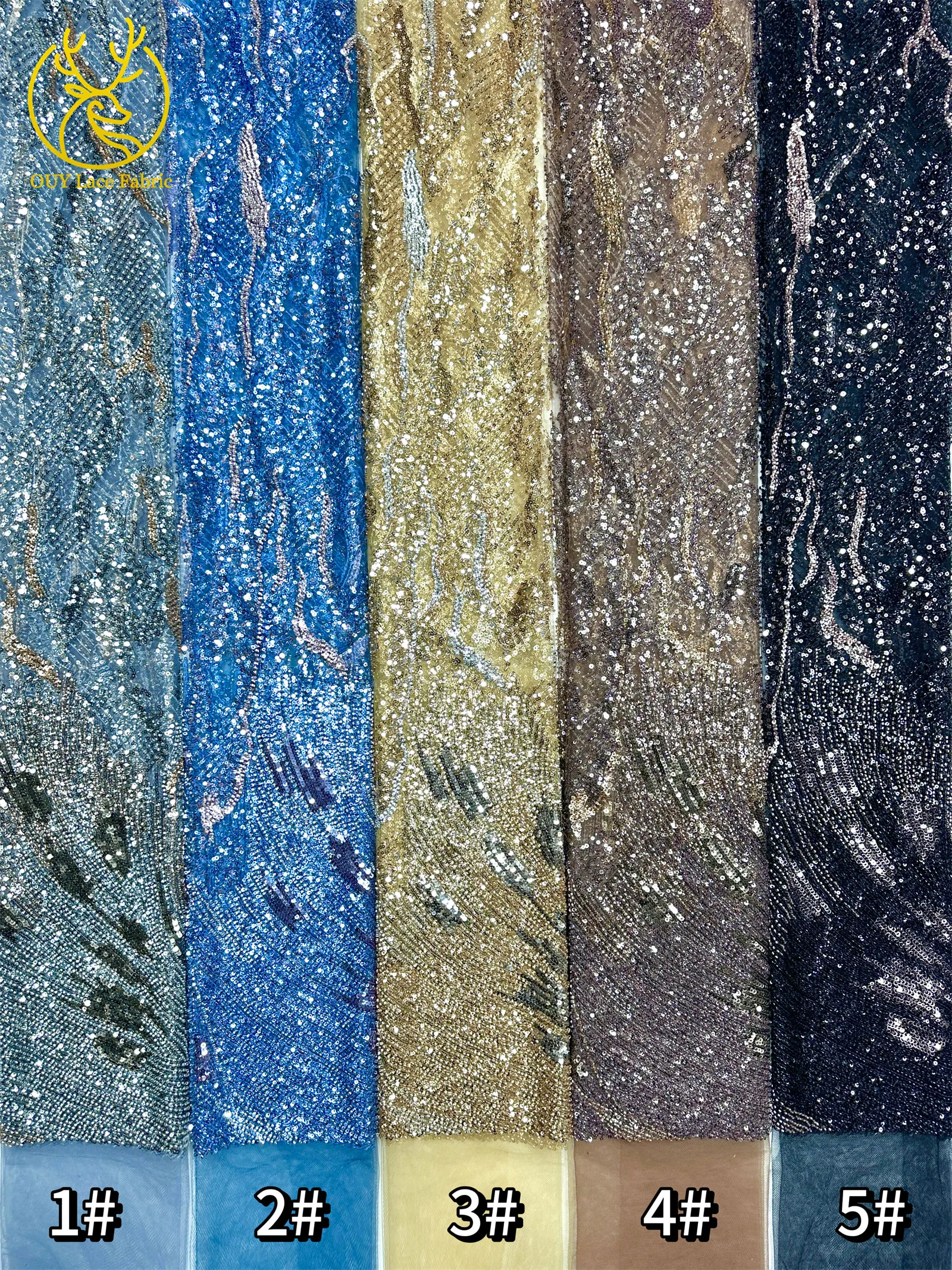 Neueste Afrikanische Perlen-Spitzenstoffe 2026 Hochwertige Nigerianische Pailletten-Spitzenstoffe für Damen-Abendkleider und Hochzeitskleider 5 Yards – Detail 19