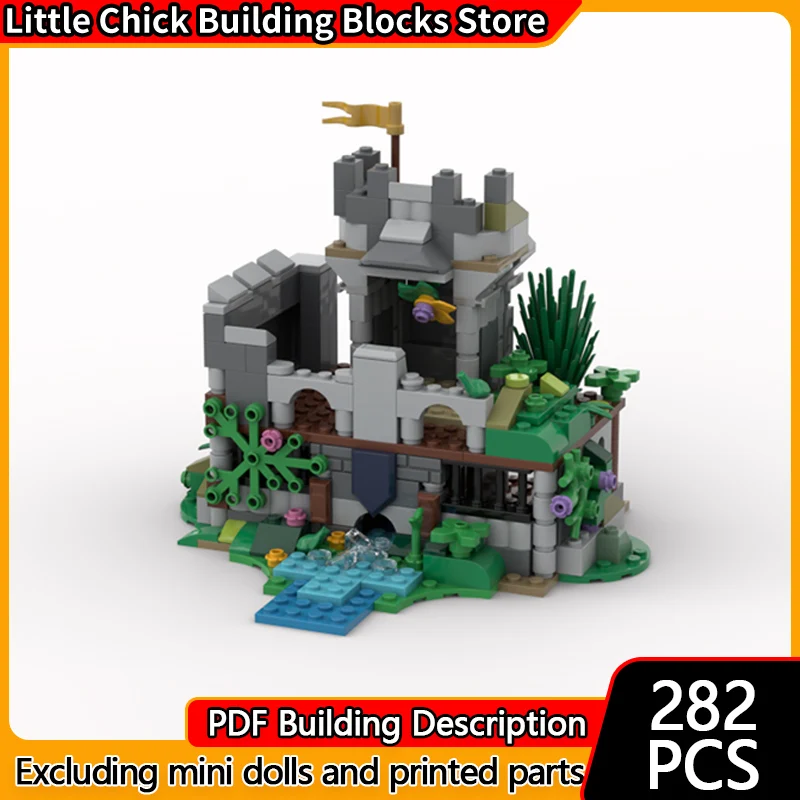 

Средневековый замок, модель MOC, строительные кирпичи, небольшой выход, станция, модульная технология, детские праздничные подарки, сборные игрушки, костюм