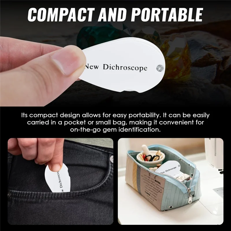NEW-Foldable Design Pocket-Size Dichroscope For Gem Diffraction Spectroscope 21Mm Lens White Light Clear Lens For Gem Tools