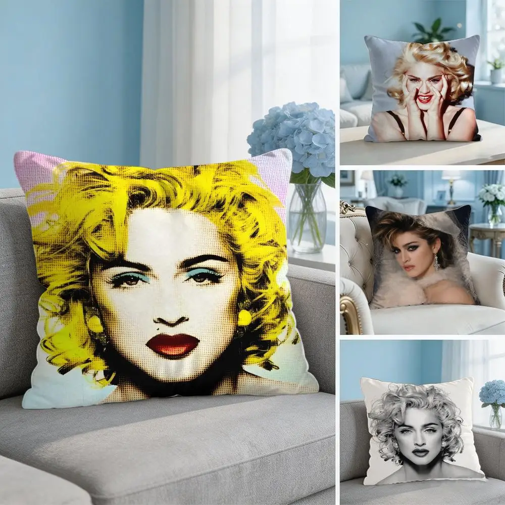 Singer M-Madonna Cushion Cover Soft Short Plush Throw Pillow Cover Hidden Zipper Cutecore Sofa Bedroom Home Decor