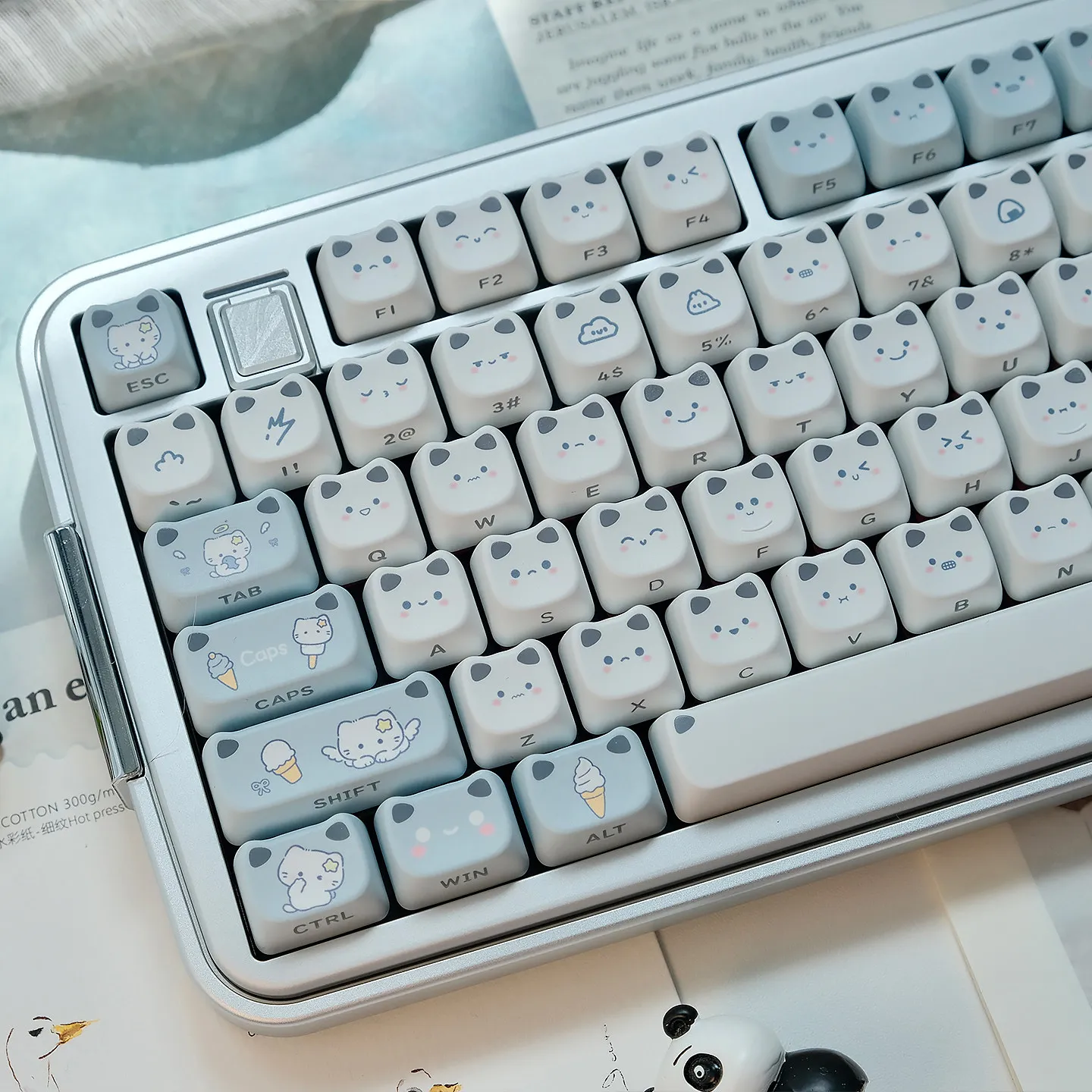 URE Cat paradise keycaps PBT MAO Profile keycap Side Print Shine Through Keycap For MX Mechanical Keyboard 64 78 84 87 96 98 104